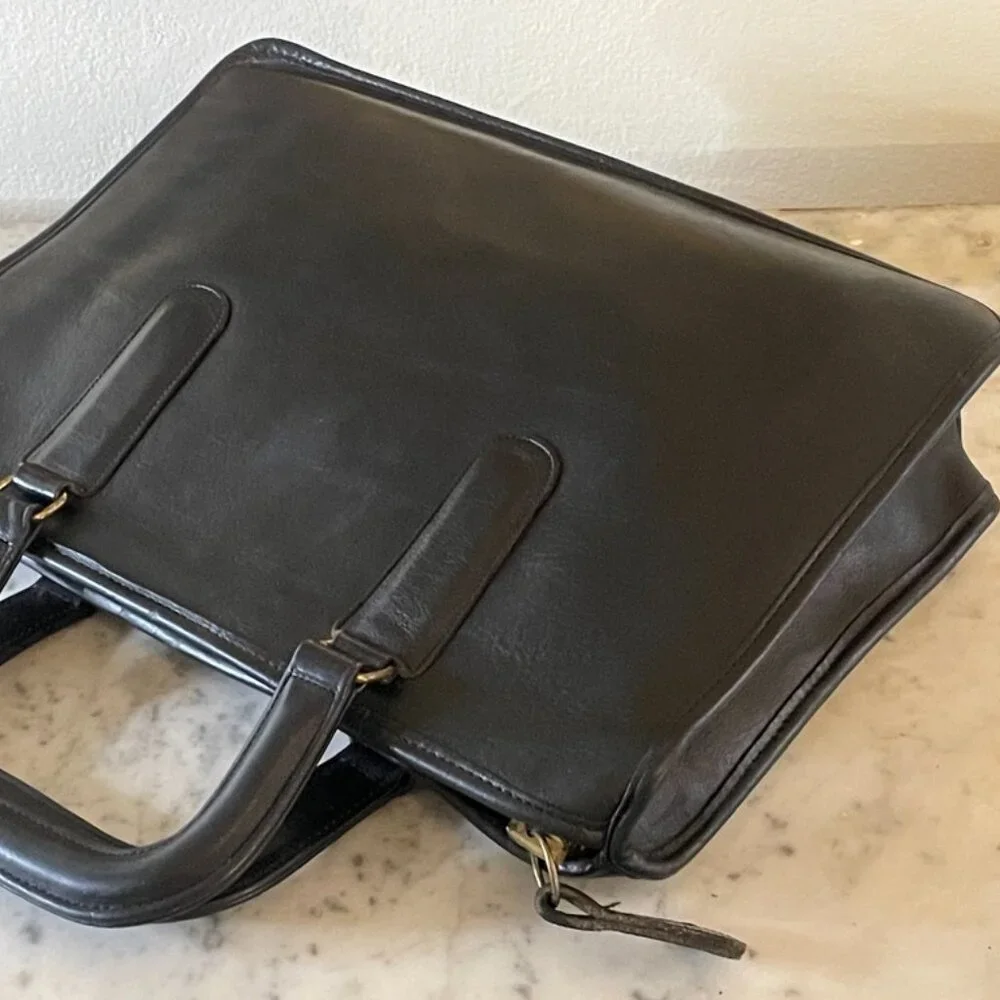 Rare Pre-Serial Number Coach Briefcase Bag - Bonnie Cashin Era - Black Leather -